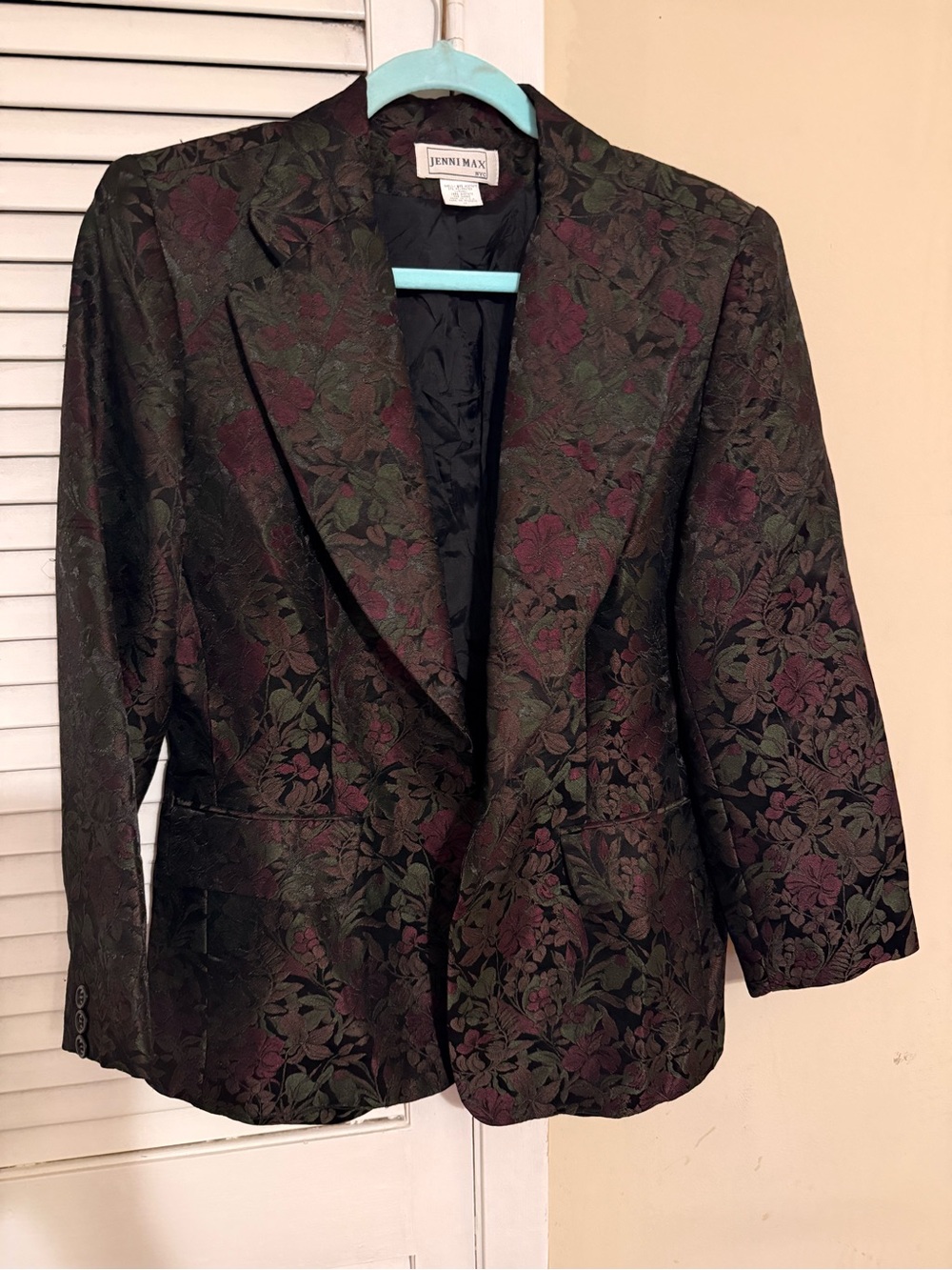 Floral Brocade Blazer - Iridescent Green & Purple - Picture 3 of 9
